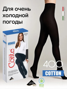 Колготки Conte Cotton 400 хлопок черные