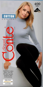 Колготки Conte Cotton 400 хлопок черные