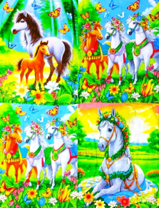 5 ШТУК - Полотенца вафельные - символ Года Лошади