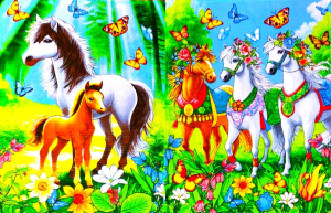 5 ШТУК - Полотенца вафельные - символ Года Лошади