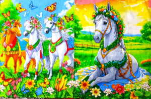 5 ШТУК - Полотенца вафельные - символ Года Лошади