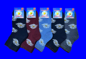 Лилия носки женские внутри махра со слабой резинкой  Ромашки