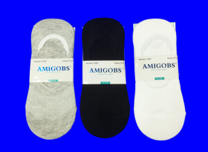 AMIGOBS следки женские однотонные (с силиконом) СЕТКА