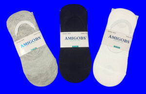 AMIGOBS следки женские однотонные (с силиконом) СЕТКА