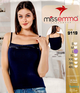 Майки женские Miss Emma Турция Бретели ОДНОТОННЫЕ СИНИЕ с пайетками