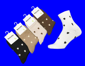 AMIGOBS носки женские цветные в рубчик с принтом "Сердечки" арт. 9529