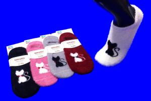 3 ПАРЫ - МИНИBS носки женские укороченные ангора НОРКА ШЕРСТЬ «Кошечка»