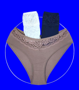 Трусы женские Турция с кружевом высокая посадка "Неделька - 3 шт." №8 АССОРТИ